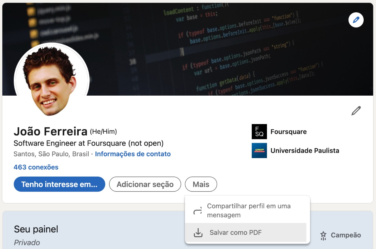 Perfil do LinkedIn - Cabeçalho